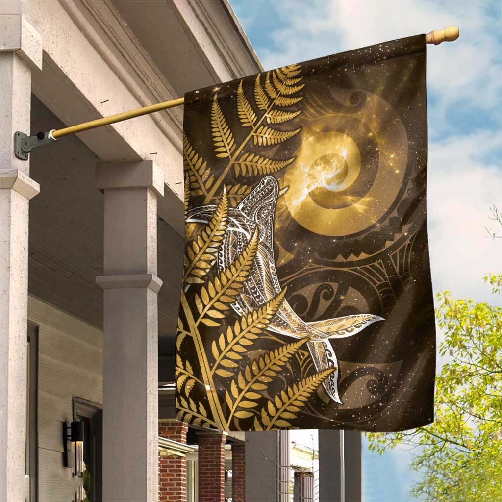 New Zealand Matariki Garden Flag Maori Koru With Humpback Whale Gold