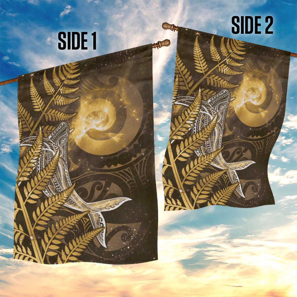New Zealand Matariki Garden Flag Maori Koru With Humpback Whale Gold