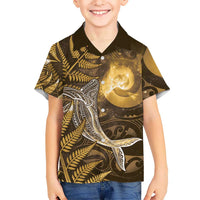 New Zealand Matariki Hawaiian Shirt Maori Koru With Humpback Whale Gold