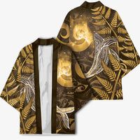 New Zealand Matariki Kimono Maori Koru With Humpback Whale Gold