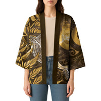 New Zealand Matariki Kimono Maori Koru With Humpback Whale Gold