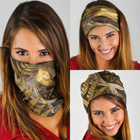New Zealand Matariki Neck Gaiter Maori Koru With Humpback Whale Gold