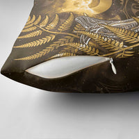 New Zealand Matariki Pillow Cover Maori Koru With Humpback Whale Gold