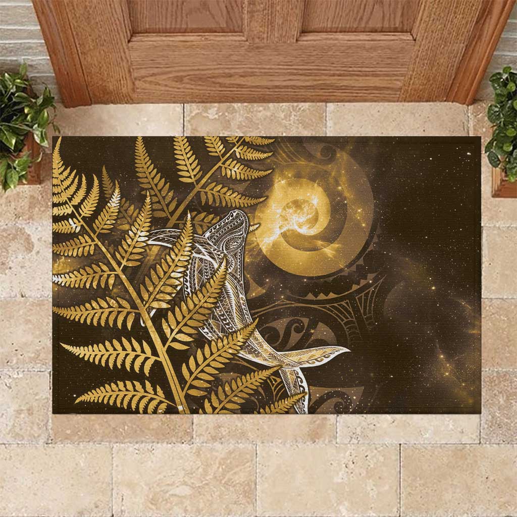 New Zealand Matariki Rubber Doormat Maori Koru With Humpback Whale Gold