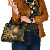 New Zealand Matariki Shoulder Handbag Maori Koru With Humpback Whale Gold