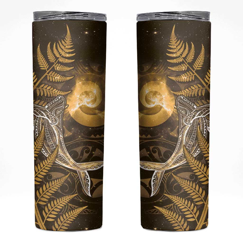 New Zealand Matariki Skinny Tumbler Maori Koru With Humpback Whale Gold LT05 Gold - Polynesian Pride