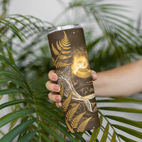 New Zealand Matariki Skinny Tumbler Maori Koru With Humpback Whale Gold LT05 - Polynesian Pride