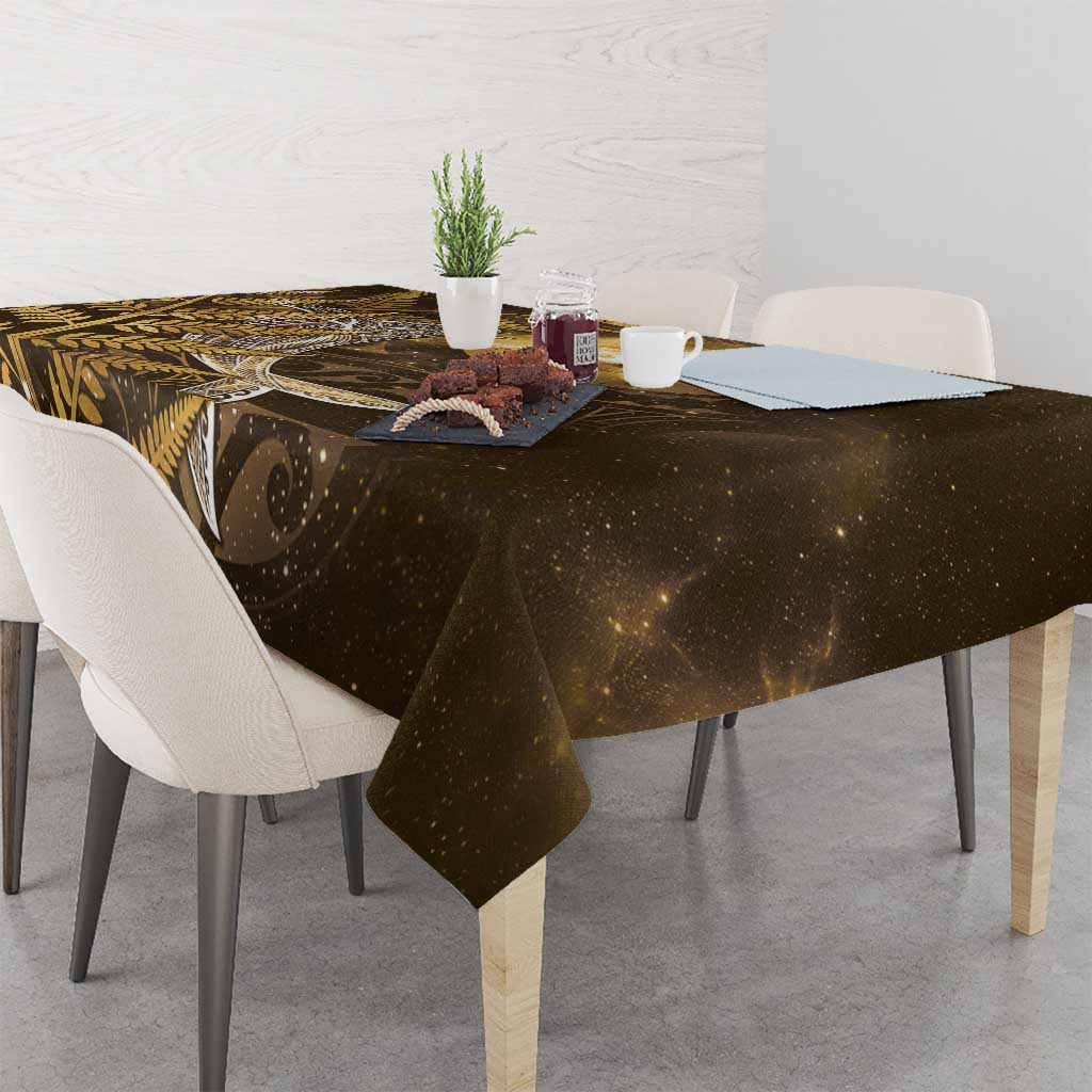 New Zealand Matariki Tablecloth Maori Koru With Humpback Whale Gold