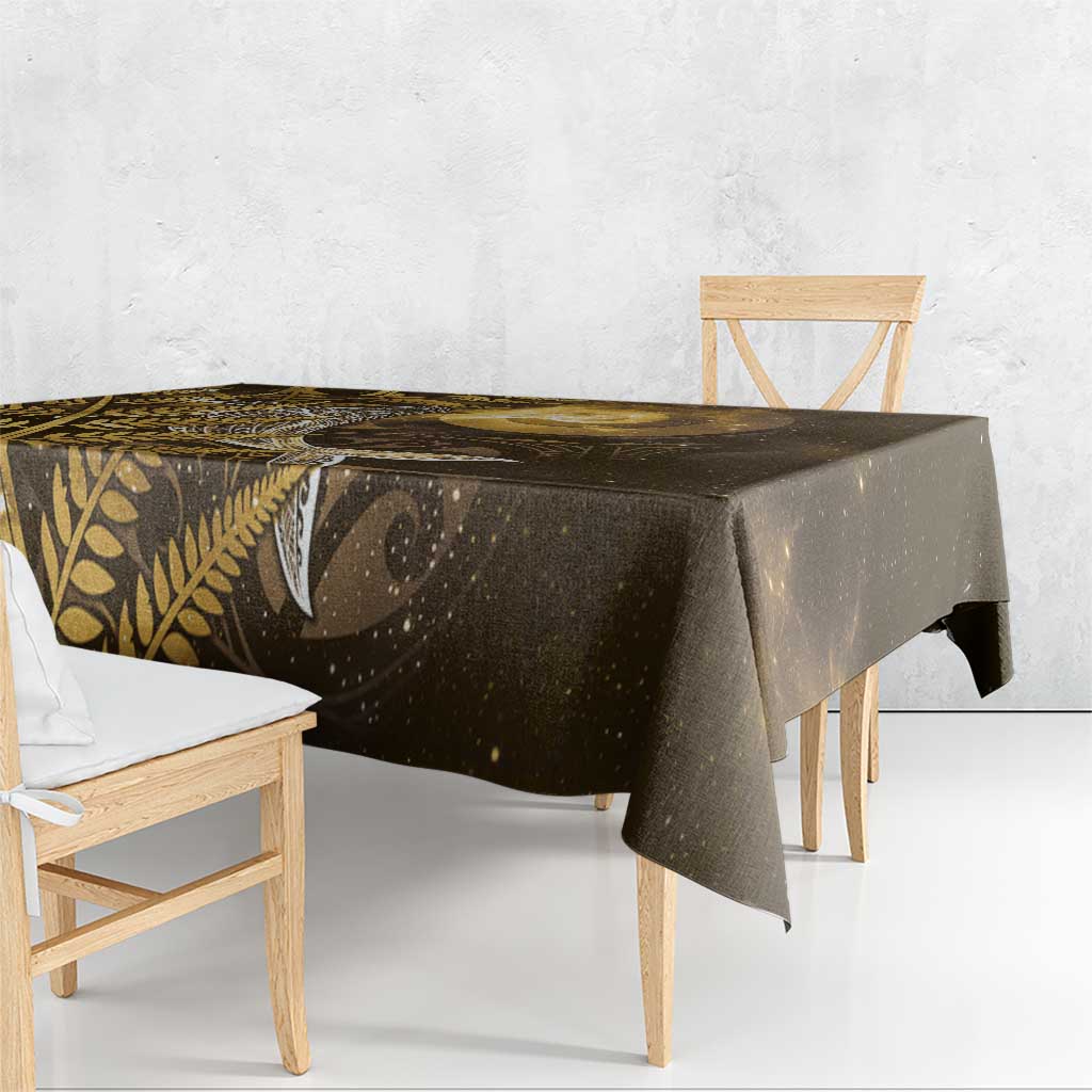New Zealand Matariki Tablecloth Maori Koru With Humpback Whale Gold