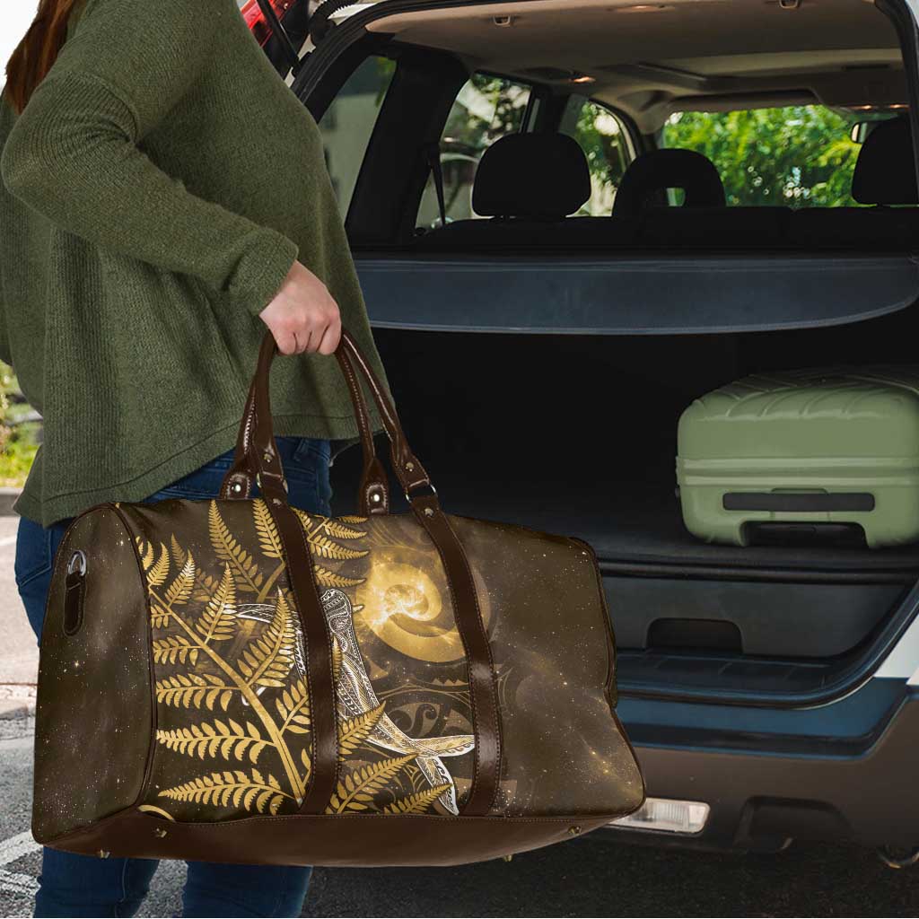 New Zealand Matariki Travel Bag Maori Koru With Humpback Whale Gold