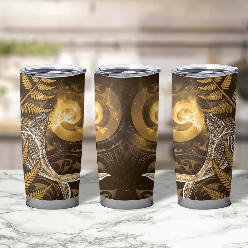 New Zealand Matariki Tumbler Cup Maori Koru With Humpback Whale Gold