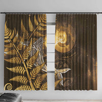 New Zealand Matariki Window Curtain Maori Koru With Humpback Whale Gold