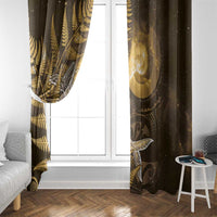 New Zealand Matariki Window Curtain Maori Koru With Humpback Whale Gold