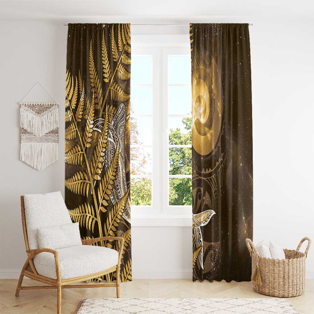 New Zealand Matariki Window Curtain Maori Koru With Humpback Whale Gold