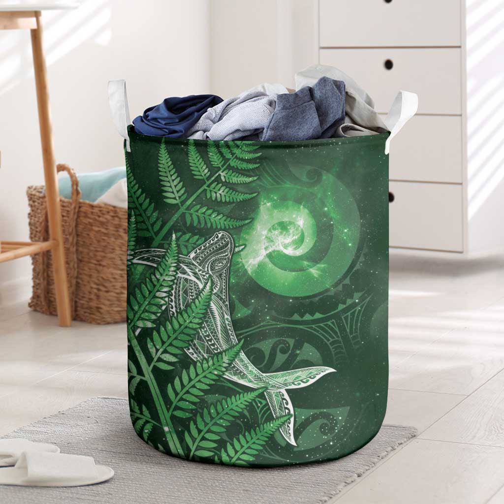 New Zealand Matariki Laundry Basket Maori Koru With Humpback Whale Green