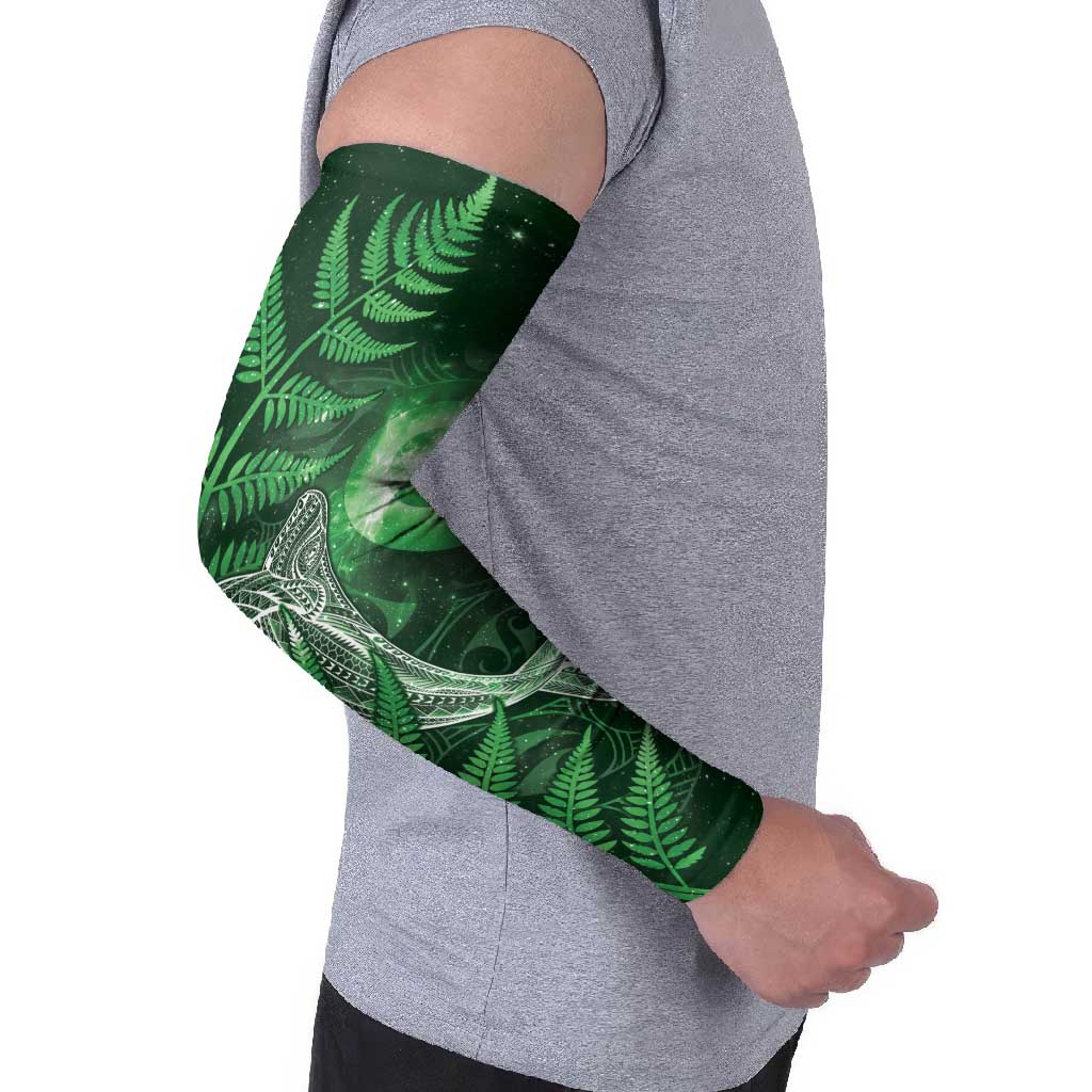 New Zealand Matariki Arm Sleeves Maori Koru With Humpback Whale Green