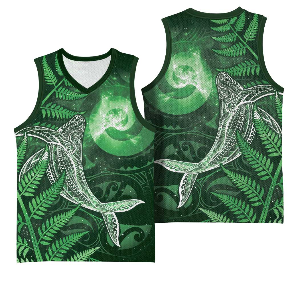 New Zealand Matariki Basketball Jersey Maori Koru With Humpback Whale Green