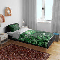 New Zealand Matariki Bedding Set Maori Koru With Humpback Whale Green