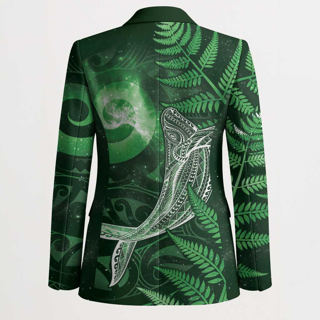 New Zealand Matariki Blazer Maori Koru With Humpback Whale Green