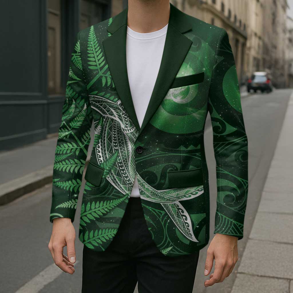 New Zealand Matariki Blazer Maori Koru With Humpback Whale Green