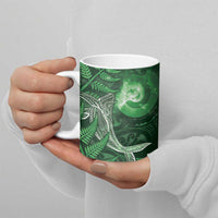 New Zealand Matariki Ceramic Mug Maori Koru With Humpback Whale Green