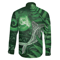 New Zealand Matariki Family Matching Long Sleeve Bodycon Dress and Hawaiian Shirt Maori Koru With Humpback Whale Green LT05 - Polynesian Pride
