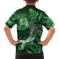 New Zealand Matariki Family Matching Off Shoulder Maxi Dress and Hawaiian Shirt Maori Koru With Humpback Whale Green LT05 - Polynesian Pride