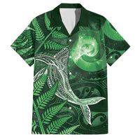 New Zealand Matariki Family Matching Summer Maxi Dress and Hawaiian Shirt Maori Koru With Humpback Whale Green LT05 Dad's Shirt - Short Sleeve Green - Polynesian Pride