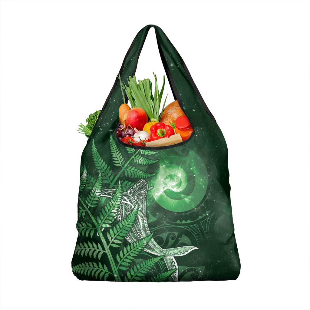 New Zealand Matariki Grocery Bag Maori Koru With Humpback Whale Green