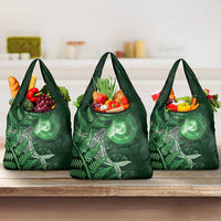 New Zealand Matariki Grocery Bag Maori Koru With Humpback Whale Green