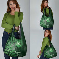 New Zealand Matariki Grocery Bag Maori Koru With Humpback Whale Green