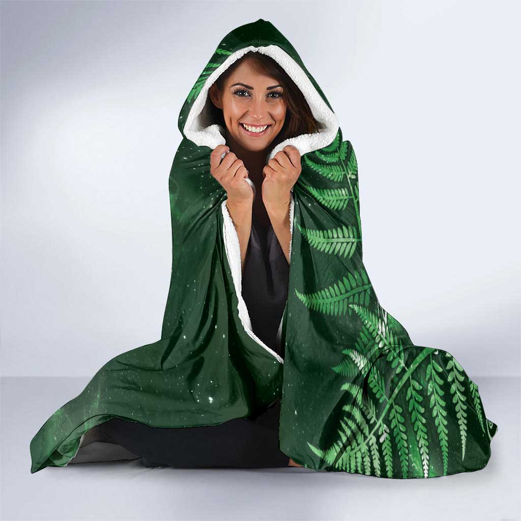 New Zealand Matariki Hooded Blanket Maori Koru With Humpback Whale Green
