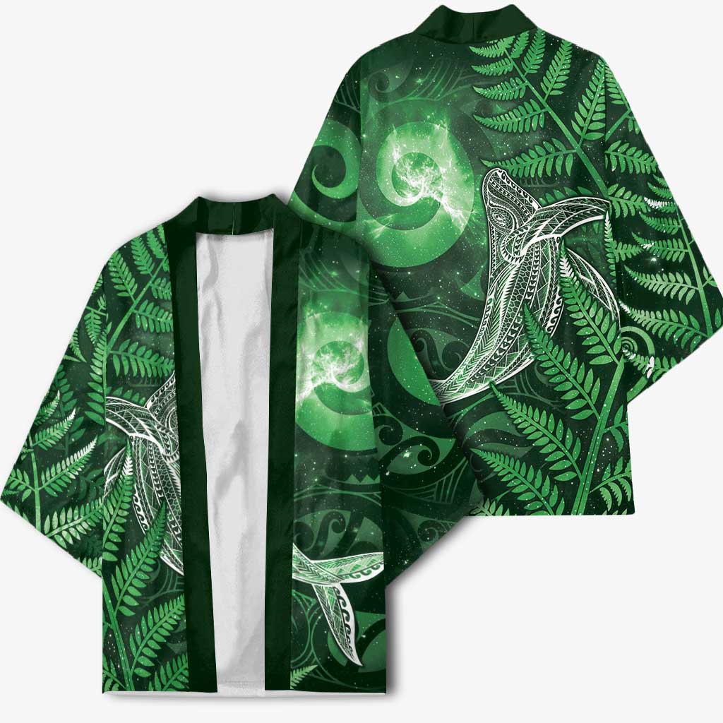 New Zealand Matariki Kimono Maori Koru With Humpback Whale Green