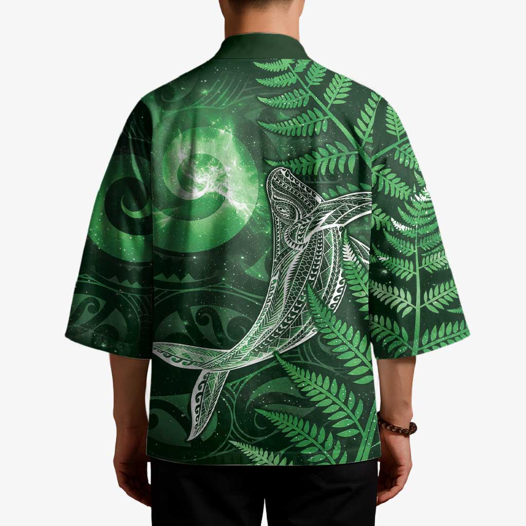 New Zealand Matariki Kimono Maori Koru With Humpback Whale Green