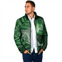 New Zealand Matariki Padded Jacket Maori Koru With Humpback Whale Green