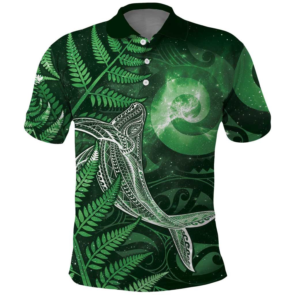 New Zealand Matariki Polo Shirt Maori Koru With Humpback Whale Green