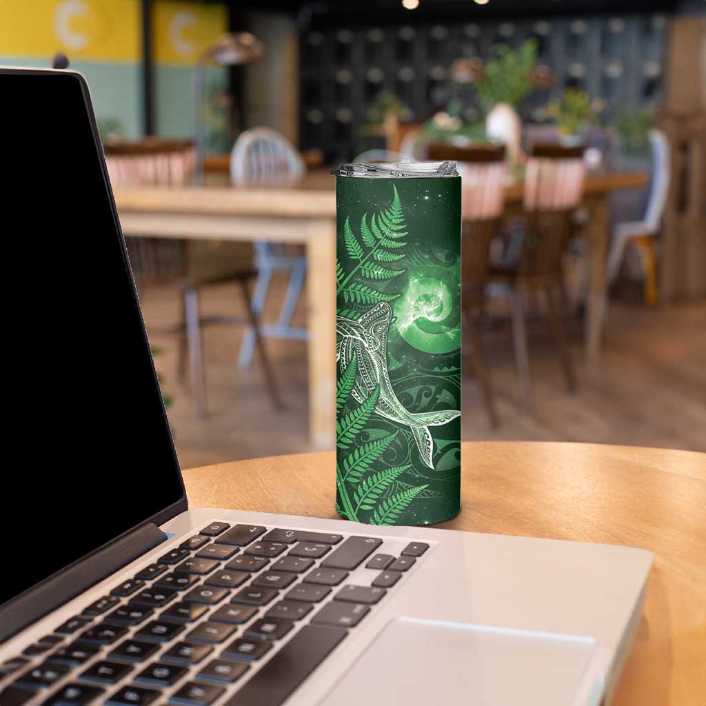 New Zealand Matariki Skinny Tumbler Maori Koru With Humpback Whale Green LT05 - Polynesian Pride