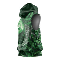 New Zealand Matariki Sleeveless Hoodie Maori Koru With Humpback Whale Green