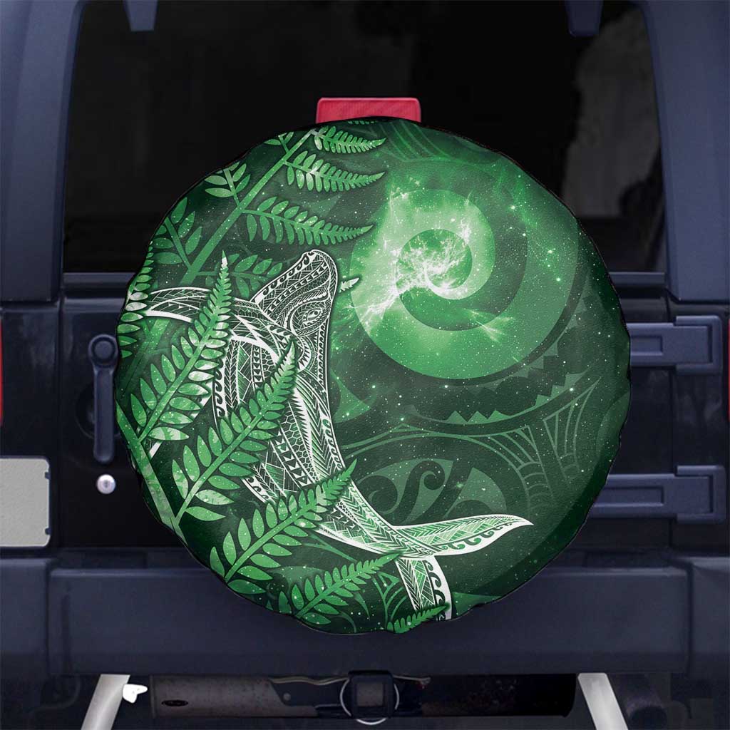 New Zealand Matariki Spare Tire Cover Maori Koru With Humpback Whale Green