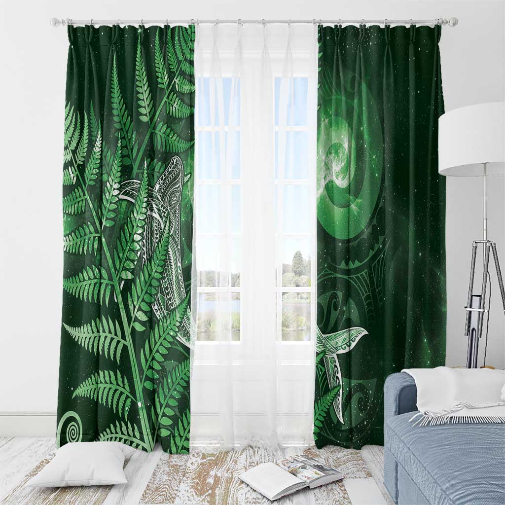 New Zealand Matariki Window Curtain Maori Koru With Humpback Whale Green
