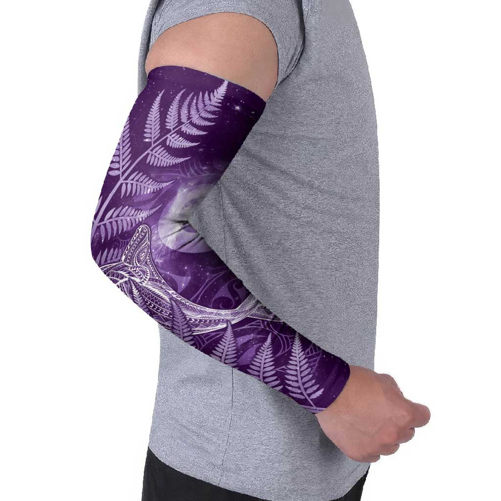 New Zealand Matariki Arm Sleeves Maori Koru With Humpback Whale Purple