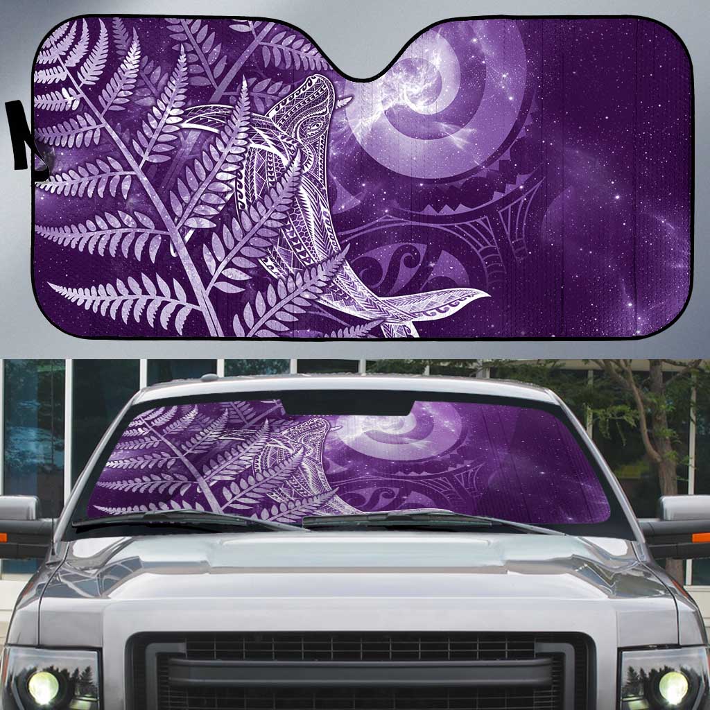 New Zealand Matariki Auto Sun Shade Maori Koru With Humpback Whale Purple