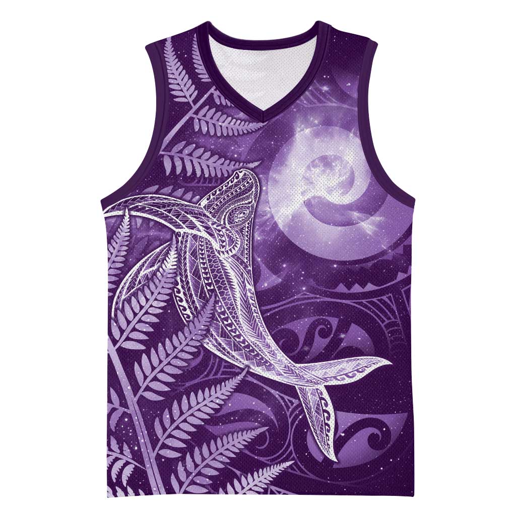 New Zealand Matariki Basketball Jersey Maori Koru With Humpback Whale Purple