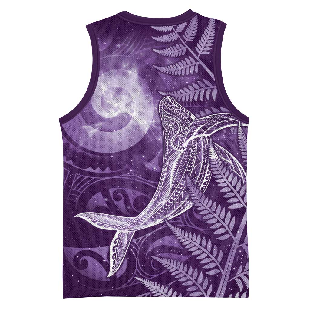 New Zealand Matariki Basketball Jersey Maori Koru With Humpback Whale Purple
