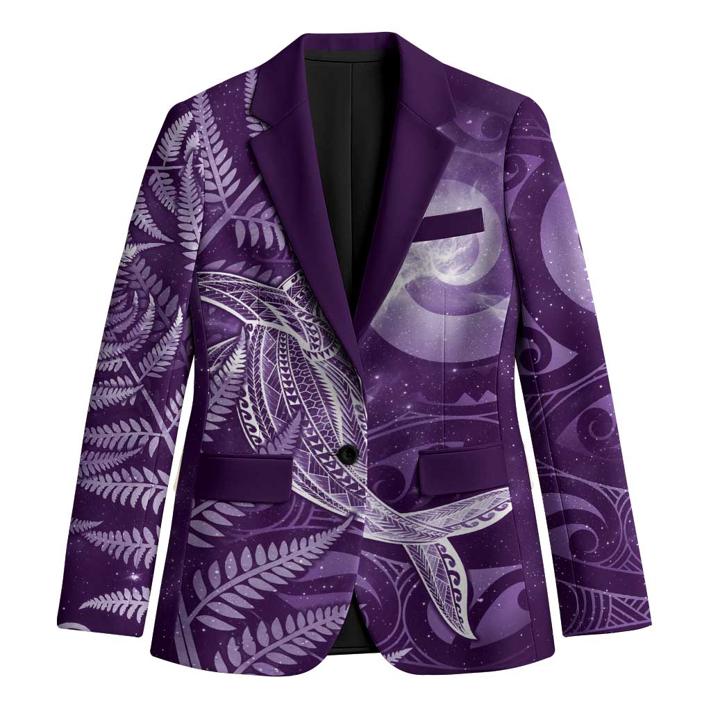 New Zealand Matariki Blazer Maori Koru With Humpback Whale Purple