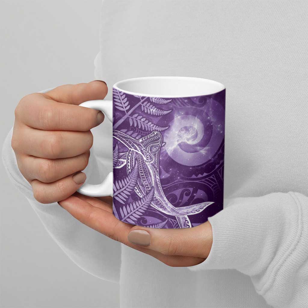 New Zealand Matariki Ceramic Mug Maori Koru With Humpback Whale Purple