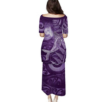 New Zealand Matariki Family Matching Puletasi and Hawaiian Shirt Maori Koru With Humpback Whale Purple LT05 - Polynesian Pride