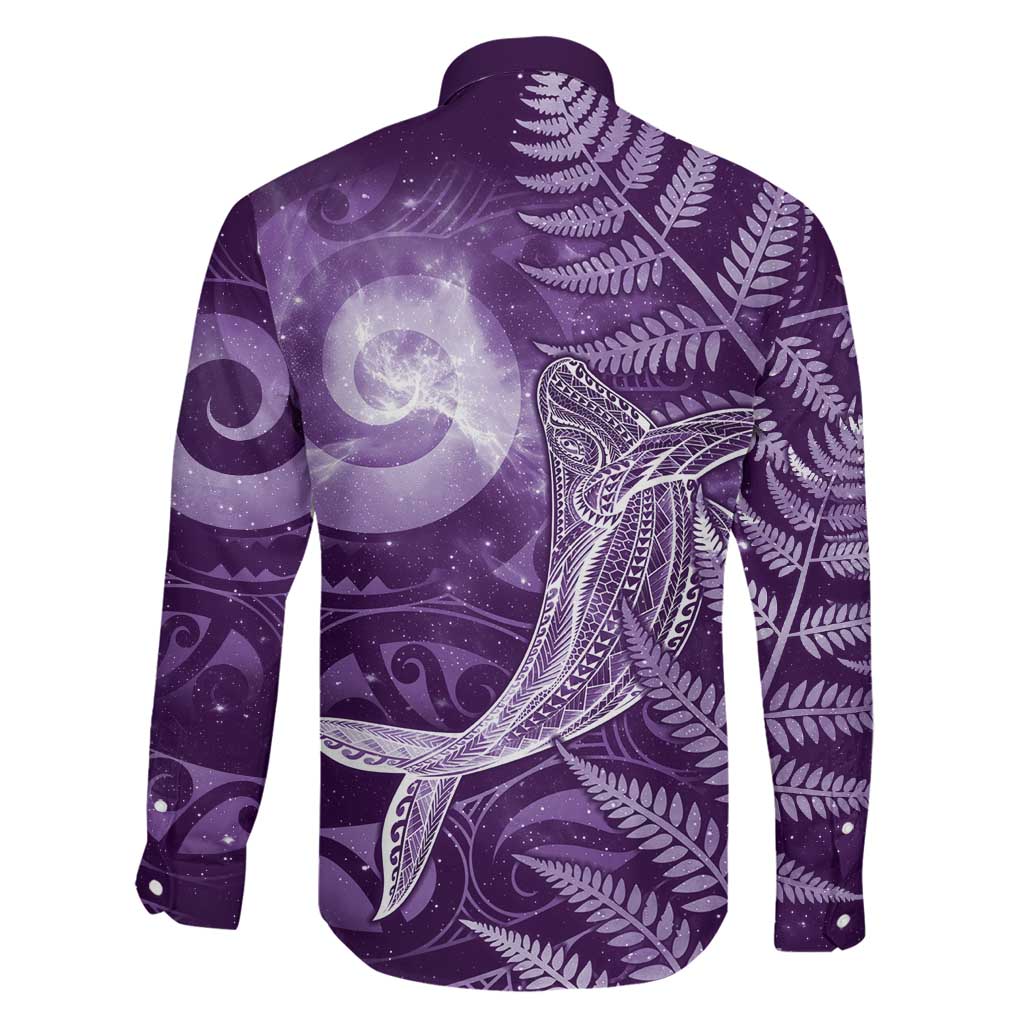 New Zealand Matariki Family Matching Short Sleeve Bodycon Dress and Hawaiian Shirt Maori Koru With Humpback Whale Purple LT05 - Polynesian Pride