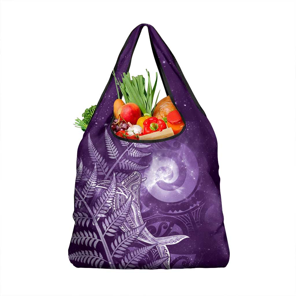 New Zealand Matariki Grocery Bag Maori Koru With Humpback Whale Purple