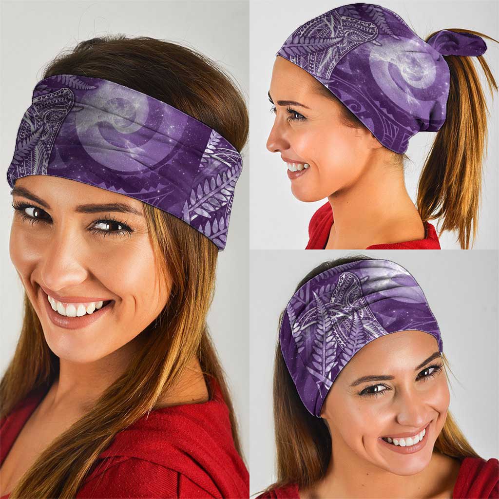 New Zealand Matariki Neck Gaiter Maori Koru With Humpback Whale Purple